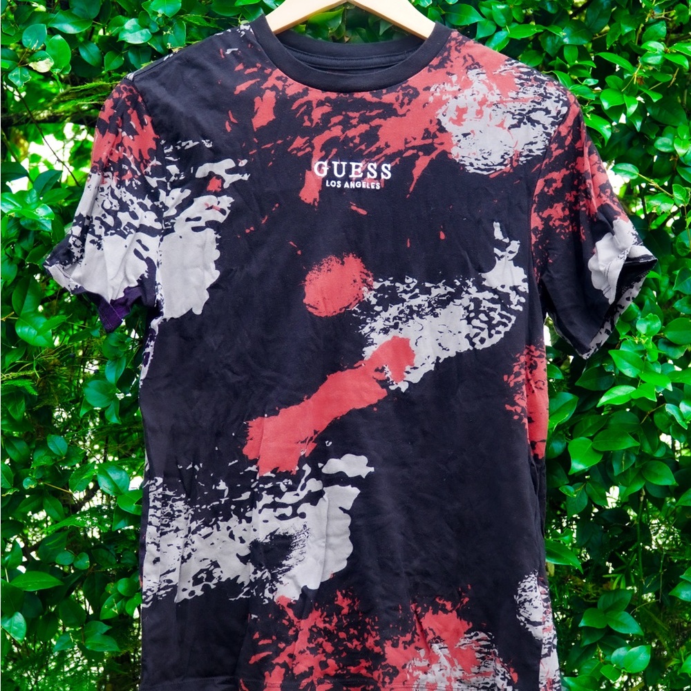 Guess Black and Red Short Sleeve Tee